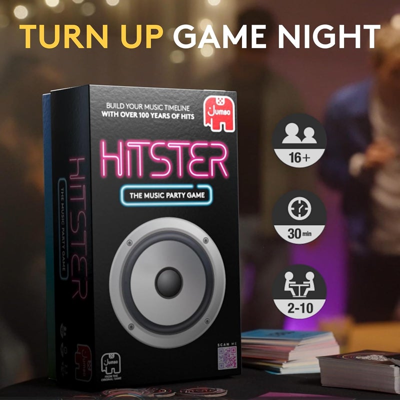 jumbo Hitster - The Music Fun Party Quiz Card Game, 2-10 Players - 300 Plus Iconic Music Hits - Great for Adult and Family Game Night - Image 1